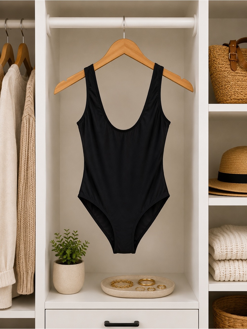 Women’s Black Low Back One-Piece Swimsuit